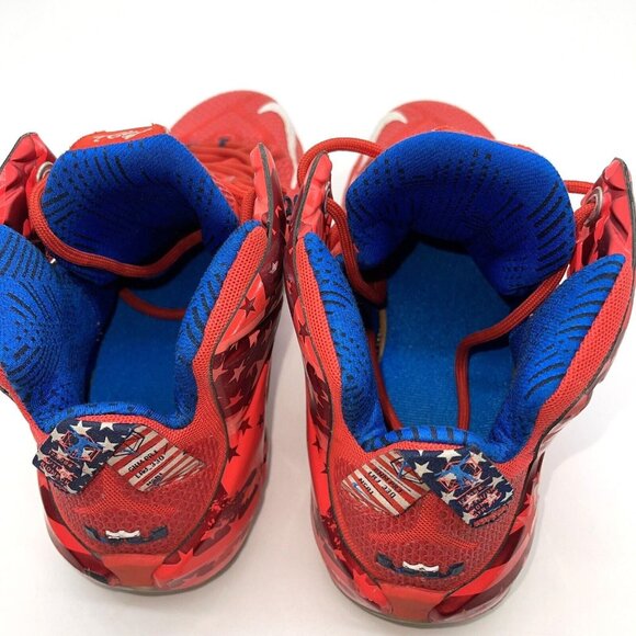 NIKE LEBRON XII (12) Independence Day Mens 10.5 USA 4th of July 684593-616 - Picture 8 of 13